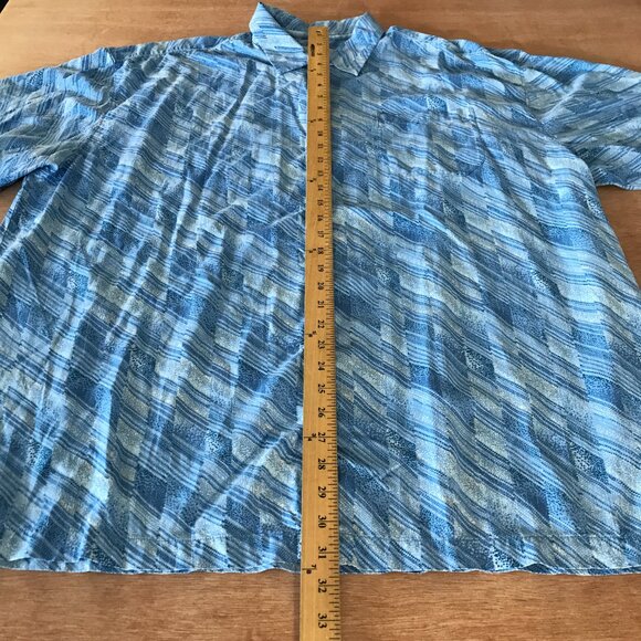 Tommy Bahama 100% Silk Shirt Men XXL Blue Striped Button Up Pocket Short Sleeve - Picture 5 of 12